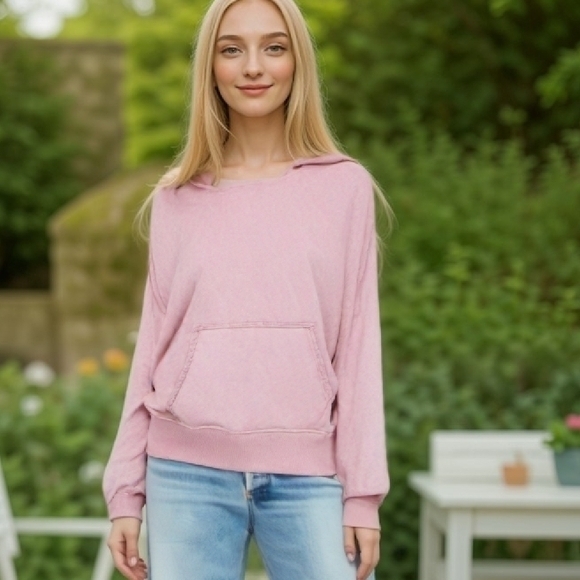 AMERICAN EAGLE PINK OVERSIZED HOODIE SWEATSHIRT SZ M - Picture 1 of 6